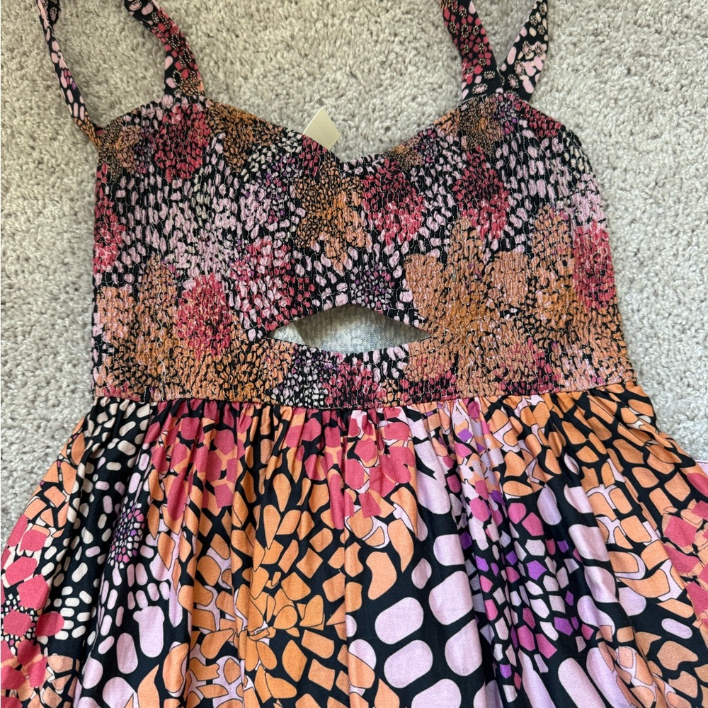 Anthropologie Boho printed summer maxi dress with cut out